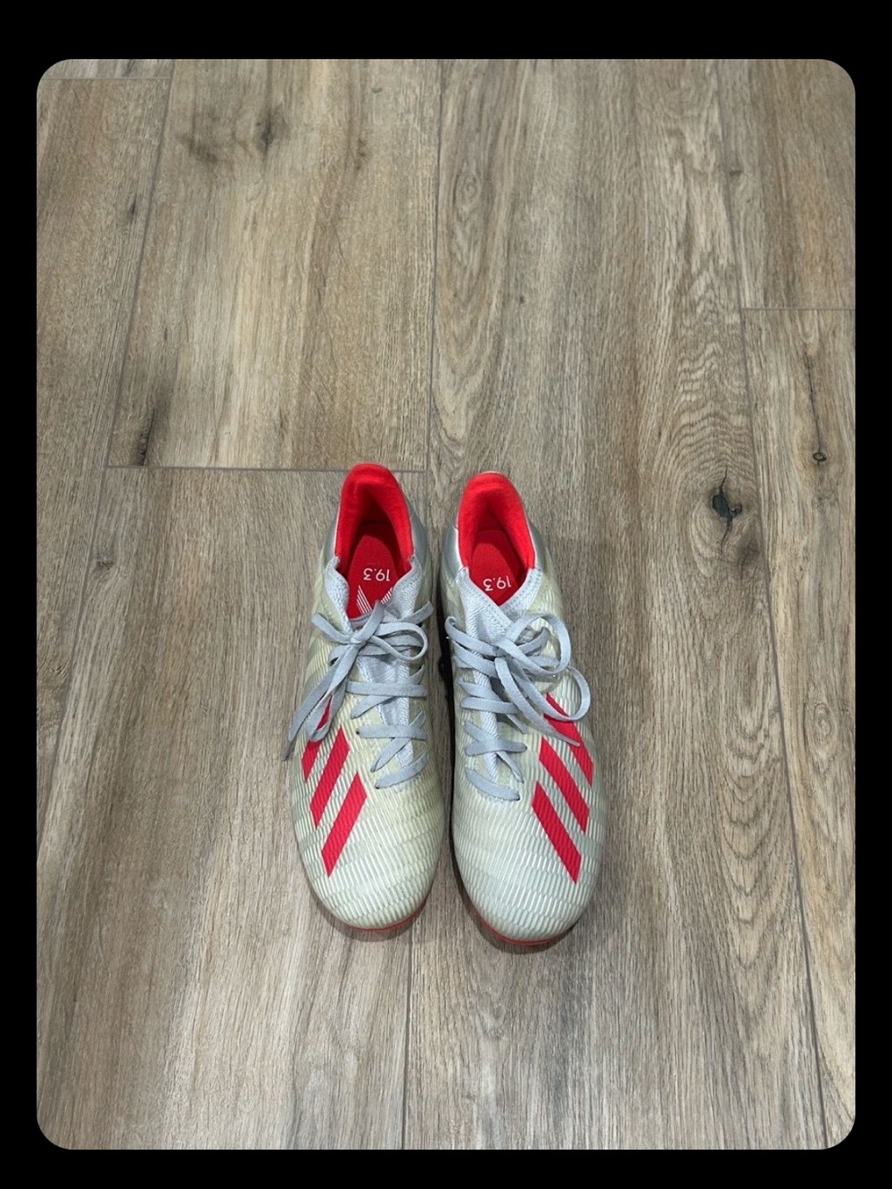 adidas Kids White and Red Soccer Sneakers